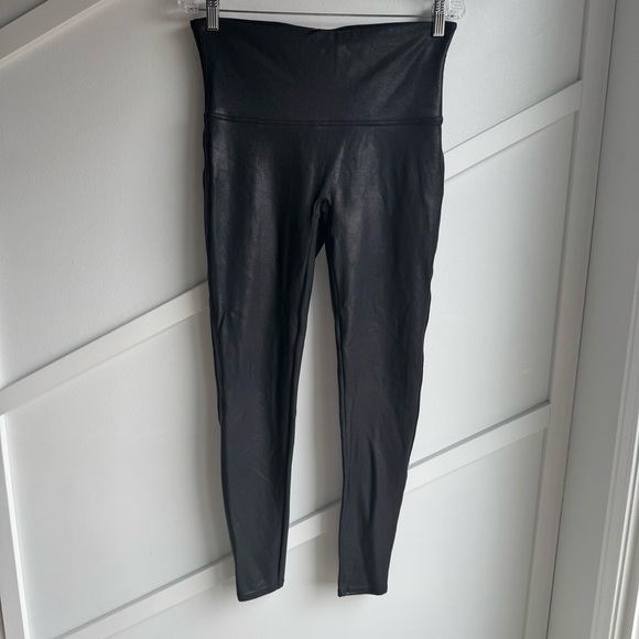 Spanx Shimmer Leggings Black  High Rise Stretch Pull On metallic skinny size XL - Picture 6 of 11
